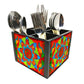 Indian Fabric Cutlery Holder Stand Silverware Caddy Organizer for Spoons, Forks & Knives-Made of Pinewood Nutcase