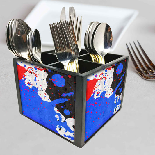 Splatter Cutlery Holder Stand Silverware Caddy Organizer for Spoons, Forks & Knives-Made of Pinewood