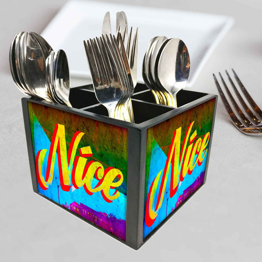 Nice Cutlery Holder Stand Silverware Caddy Organizer for Spoons, Forks & Knives-Made of Pinewood