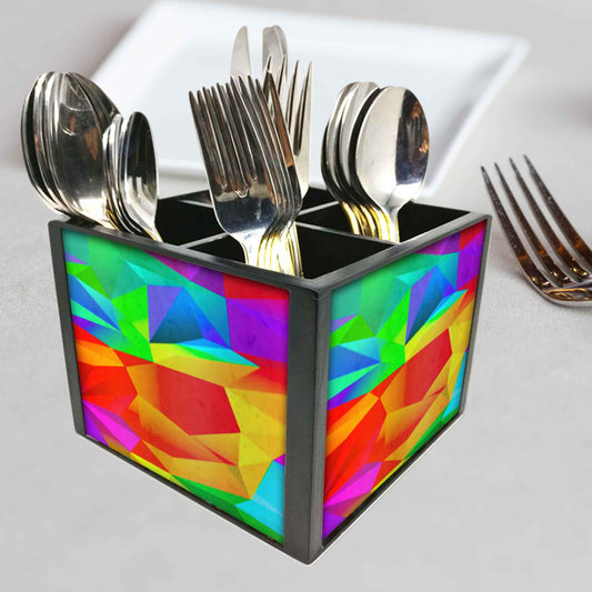 Shards Of Color Cutlery Holder Stand Silverware Caddy Organizer for Spoons, Forks & Knives-Made of Pinewood
