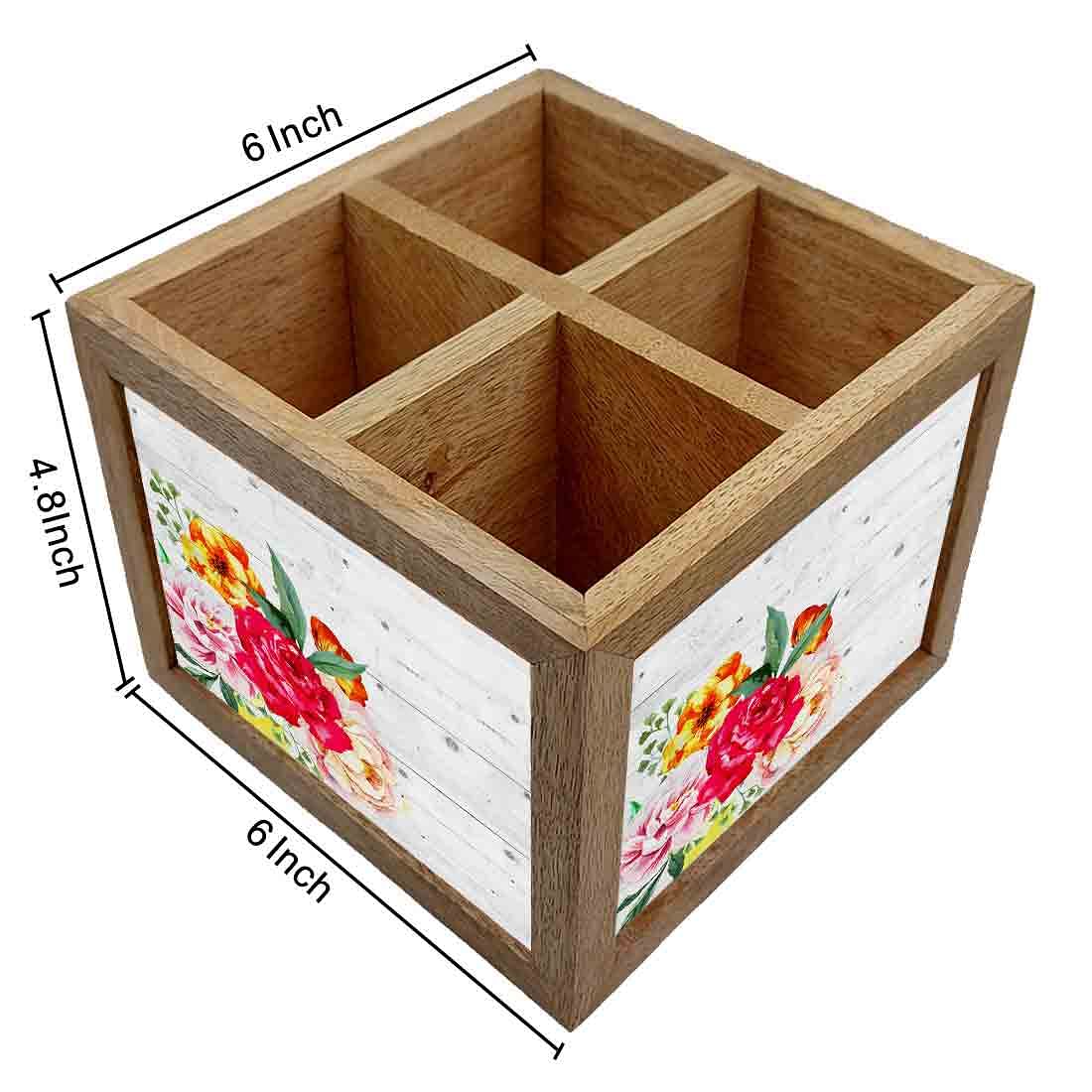 Natural Wooden Cutlery Holder -  Vintage Flower Nutcase