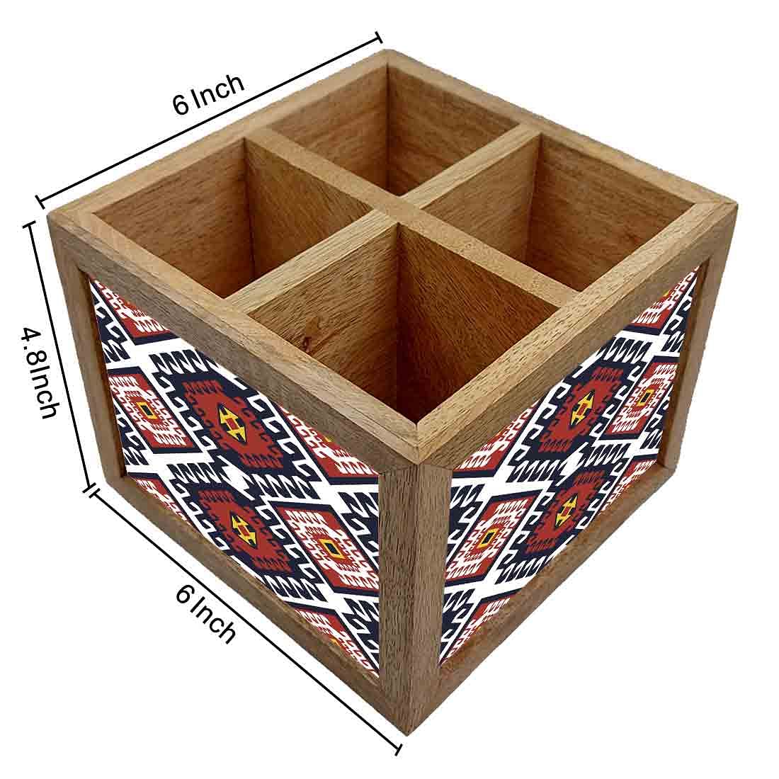 Natural Wooden Cutlery Holder -  Diamond Pattern Nutcase