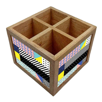 Wooden Spoon Stand for Dining Table Cutlery Holder - Checkbox Pattern Nutcase