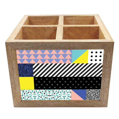Wooden Spoon Stand for Dining Table Cutlery Holder - Checkbox Pattern Nutcase