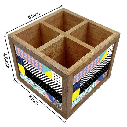 Wooden Spoon Stand for Dining Table Cutlery Holder - Checkbox Pattern Nutcase