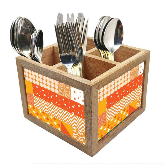 Spoon Holder in Kitchen Cutlery Organizer Knives & Forks - Orange Pattern Nutcase