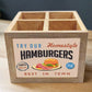 Natural Wooden Spoon Fork Stand Cutlery Holder -  Hamburgers Nutcase