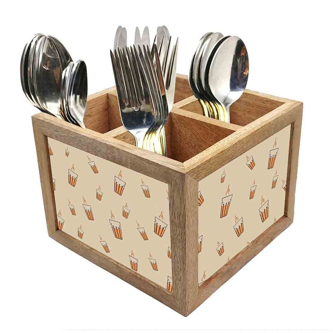 Wooden Spoon Holder for Table Organizer Knives & Forks - Cup of Tea Nutcase