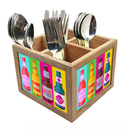 Natural Wooden Cutlery Holder -  Beer Bottles Nutcase