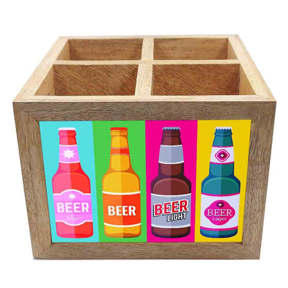 Natural Wooden Cutlery Holder -  Beer Bottles Nutcase