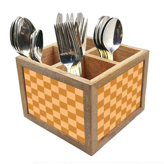 Natural Wooden Cutlery Holder for Table Setting Spoons & Forks -  Check Box Nutcase