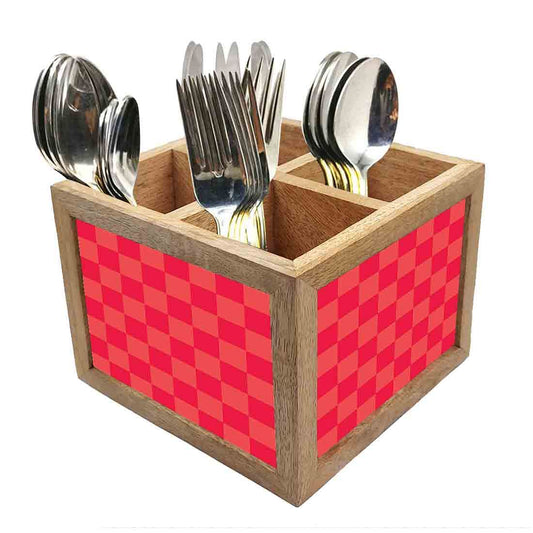 Wooden Spoon Rack for Kitchen Cutlery Organizer - Checkbox Red Nutcase