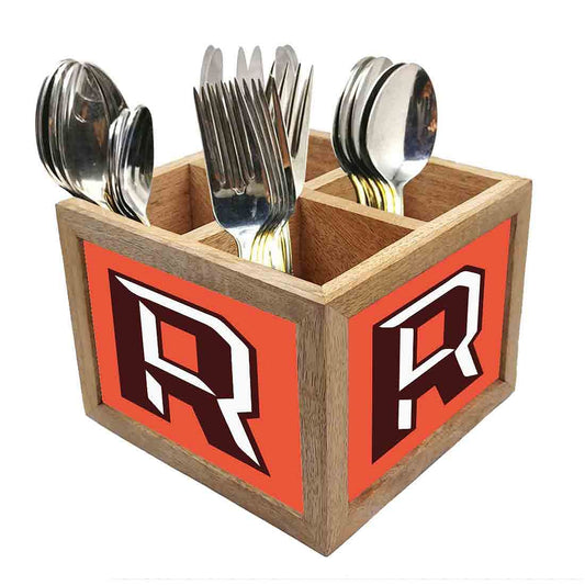 Wooden Cutlery and Napkin Holder for Dining Table Organizer -  Letter R Nutcase