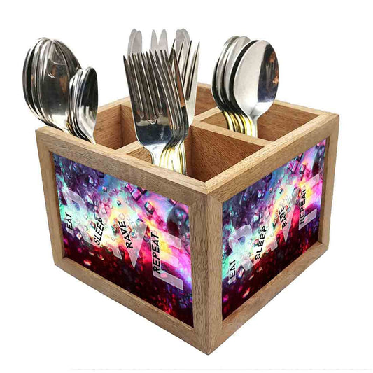 Spoon Stand Wooden Cutlery Holder for Kitchen Dining Table - Repeat Art Nutcase