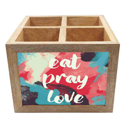 Natural Wooden Cutlery Holder -  Eat Pray Love Nutcase