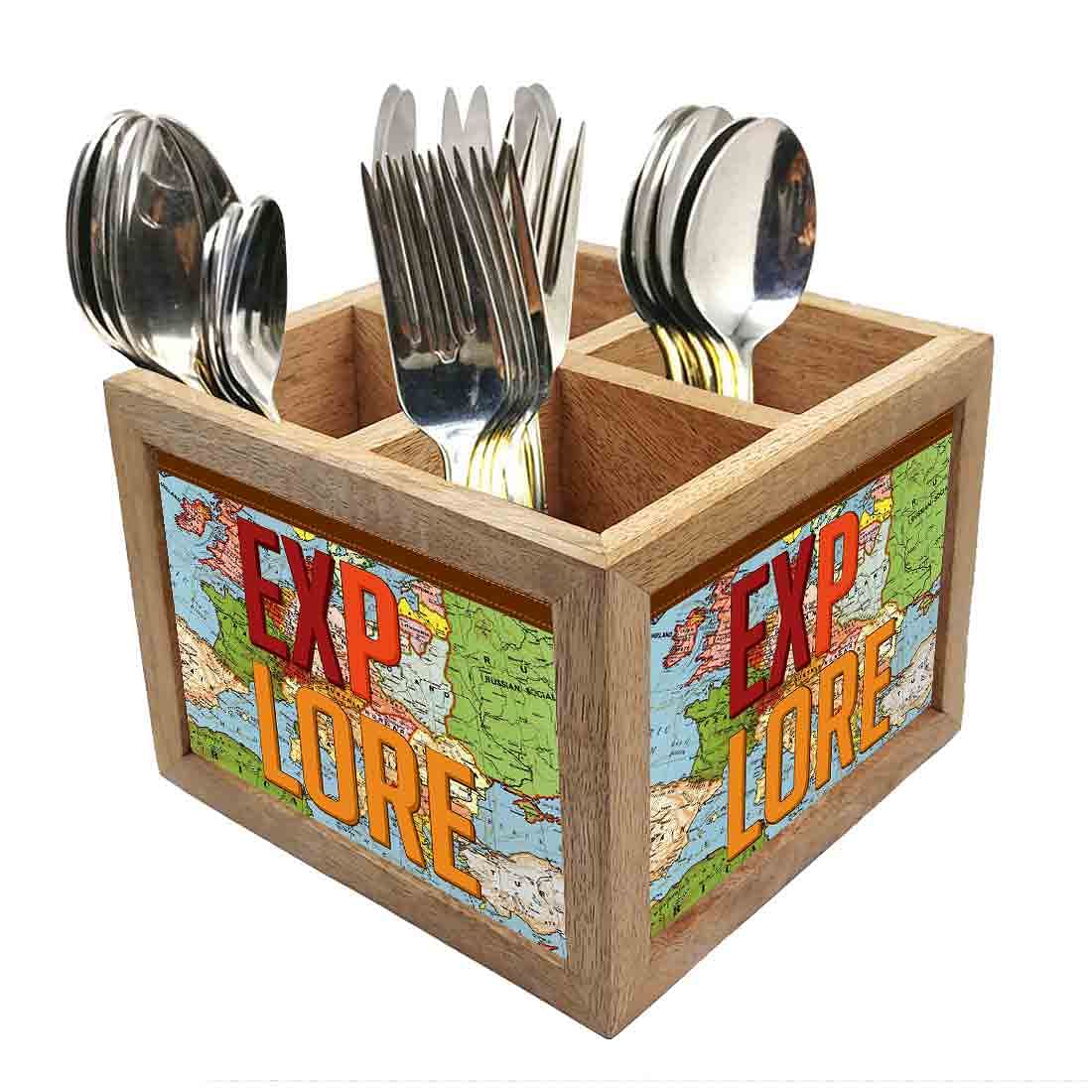 Wooden Spoon Stand for Dining Table Cutlery Holder -  Explore Nutcase