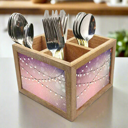 Natural Wooden Cutlery Holder for Table Spoons & Forks - Lightning Nutcase