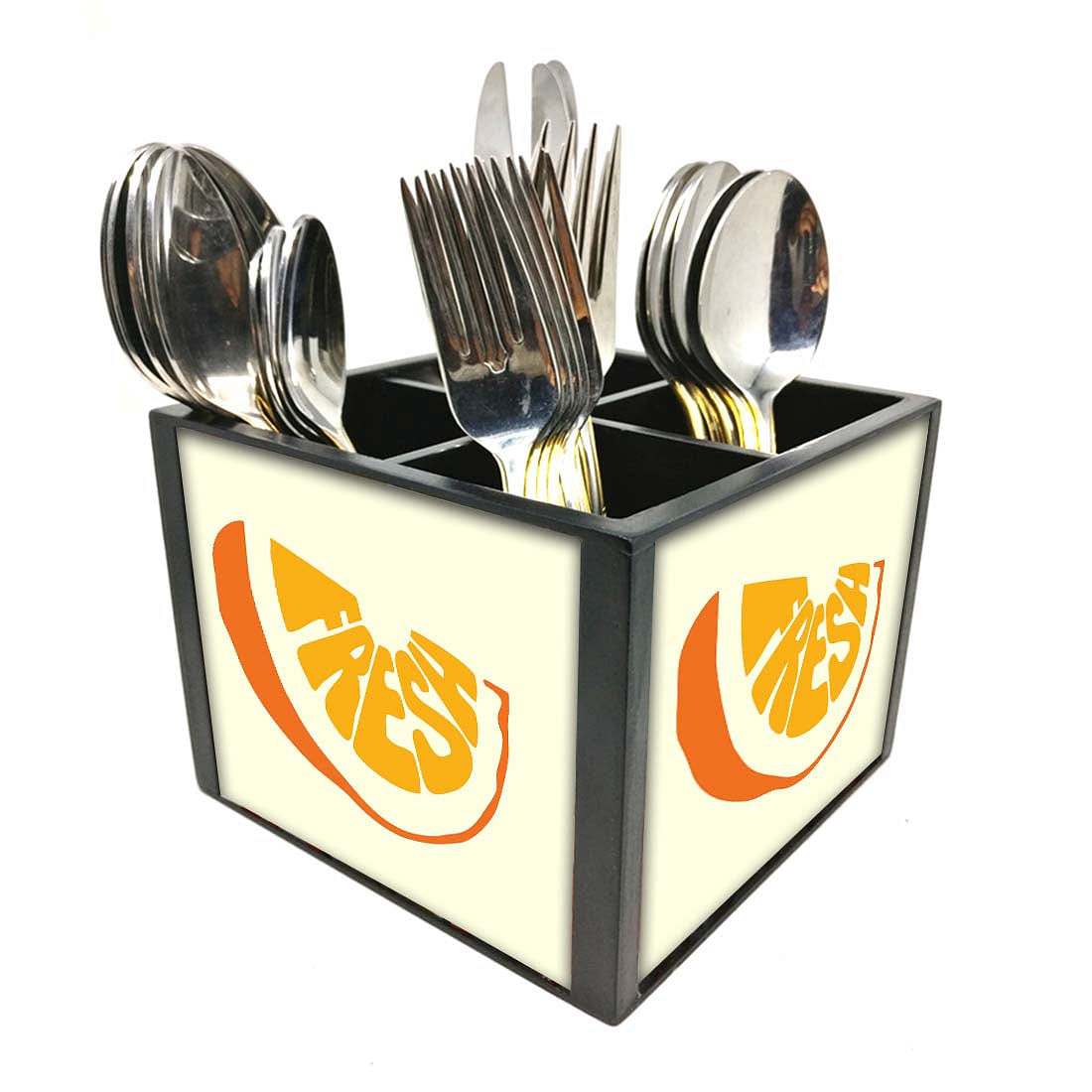 Fresh Lime Cutlery Holder Stand Silverware Caddy Organizer for Spoons, Forks & Knives-Made of Pinewood Nutcase