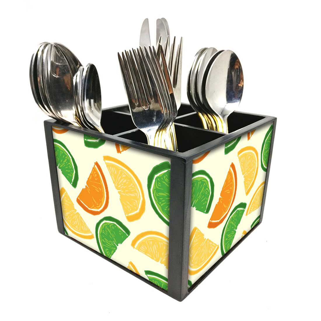 Sweet Limes Cutlery Holder Stand Silverware Caddy Organizer for Spoons, Forks & Knives-Made of Pinewood Nutcase