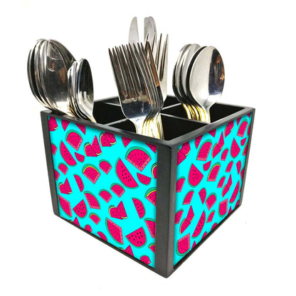 Watermelon Slice Cutlery Holder Stand Silverware Caddy Organizer for Spoons, Forks & Knives-Made of Pinewood Nutcase