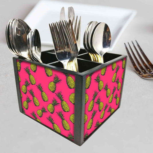 Pineapple Cutlery Holder Stand Silverware Caddy Organizer for Spoons, Forks & Knives-Made of Pinewood