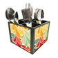 Retro Flower Cutlery Holder Stand Silverware Caddy Organizer for Spoons, Forks & Knives-Made of Pinewood Nutcase