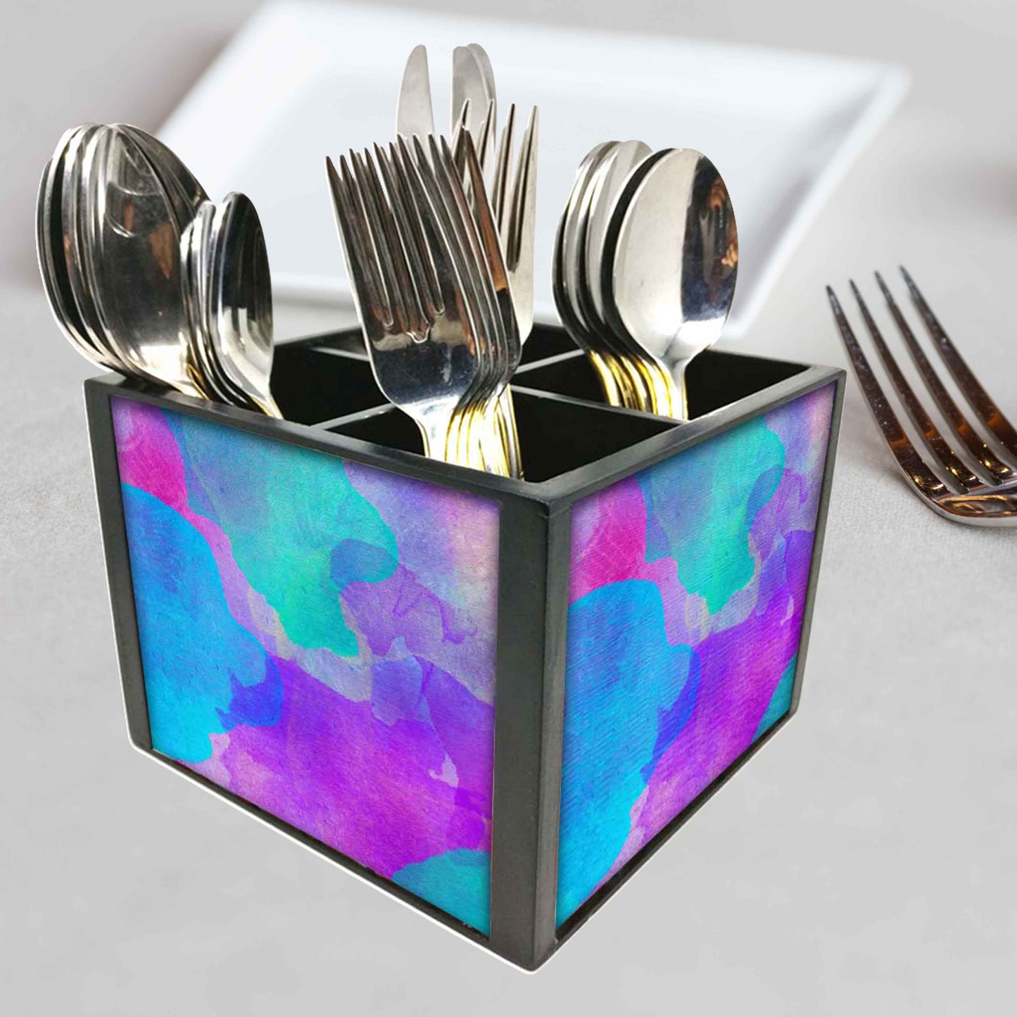 Nice Silverware Cutlery Holder - Blue Watercolor