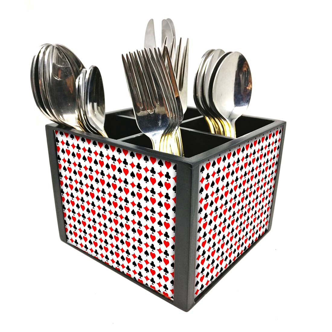Cutlery Holder for Table for Spoons, Forks & Knives-Ace And Heart Playing Cards Nutcase