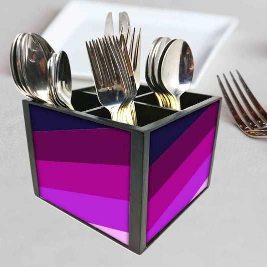 Shades Of Purple Cutlery Holder Stand Silverware Caddy Organizer for Spoons, Forks & Knives-Made of Pinewood
