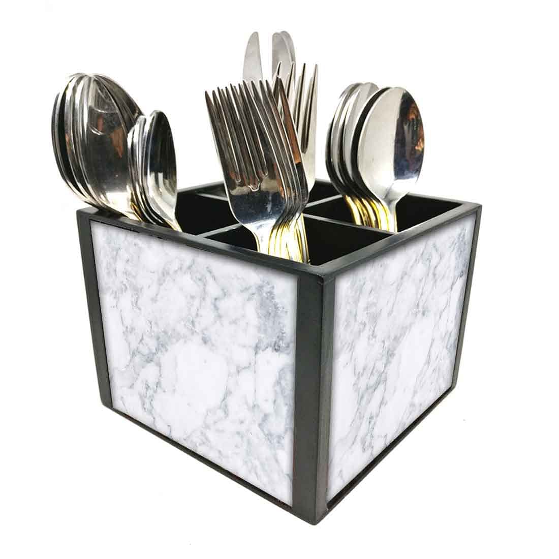 Cutlery Stand Holder for Dining Table Organizer - White Marble Nutcase