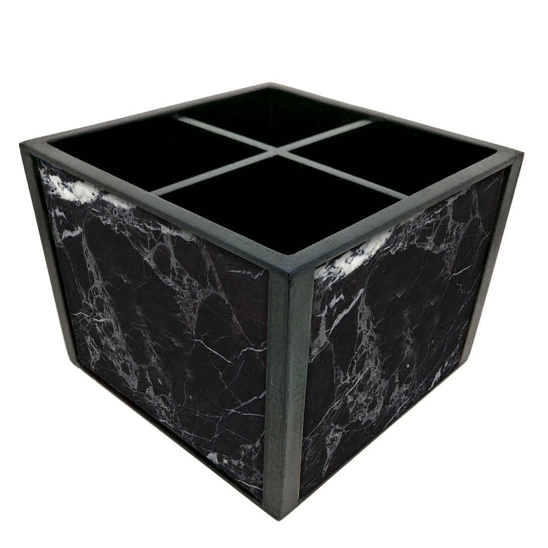 Classy Wooden Cutlery Holder for Dinning Table Organizer - Black Marble Nutcase