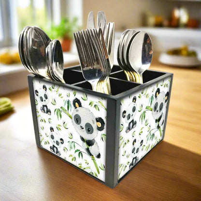 Cutlery Stand Holder Silverware Caddy Spoons Forks Organizer for Dining Table- Cute Panda Nutcase