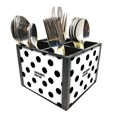 New Fork&Knife Cutlery Holder - Black Dots Nutcase