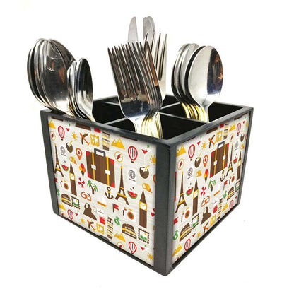 Jet Set Travel Cutlery Holder Stand Silverware Caddy Organizer for Spoons, Forks & Knives-Made of Pinewood Nutcase