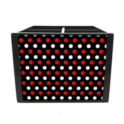 Dots Red And White Cutlery Holder Stand Silverware Caddy Organizer for Spoons, Forks & Knives-Made of Pinewood Nutcase