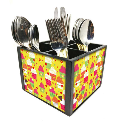 Dining-Table Spoon&Fork Holder - Cup Cake Yellow Nutcase