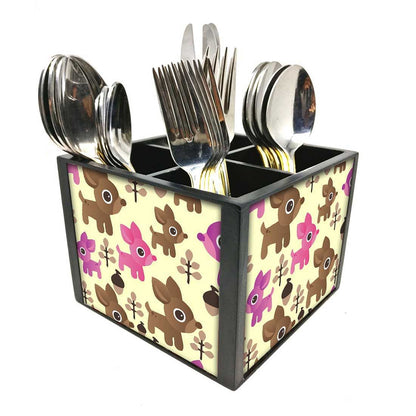 Stylish Wooden Cutlery Holder - Cute Rabbit Nutcase