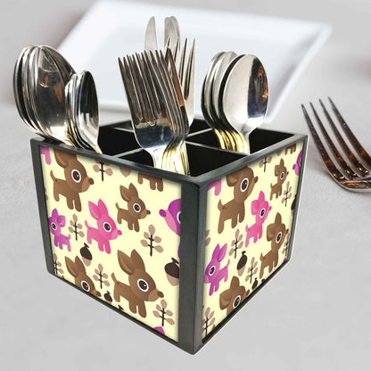 Stylish Wooden Cutlery Holder - Cute Rabbit