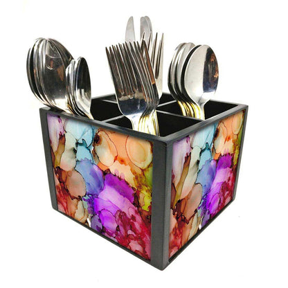 Cutlery Holder Silverware Caddy for Spoons, Forks & Knives-Alcohol Ink Nutcase