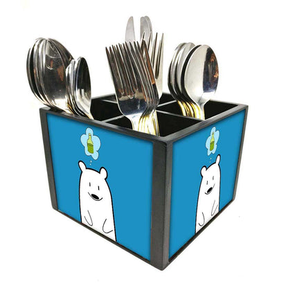 Silverware Cutlery Stand Organizer - Cute Funny Bear Nutcase