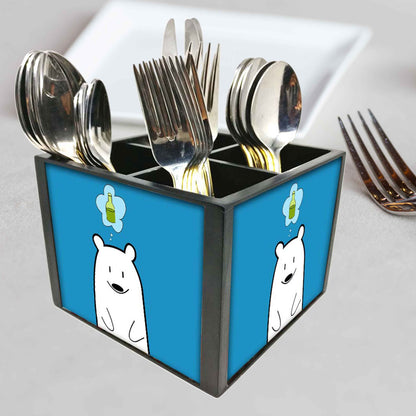 Silverware Cutlery Stand Organizer - Cute Funny Bear