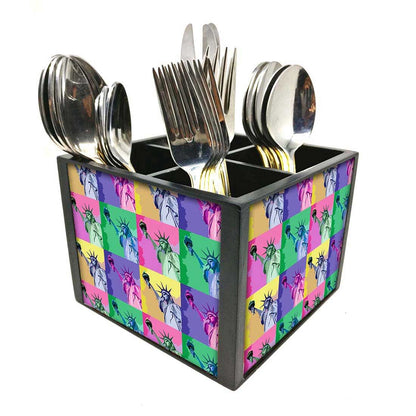 statue of liberty Cutlery Holder Stand Silverware Caddy Organizer for Spoons, Forks & Knives-Made of Pinewood Nutcase