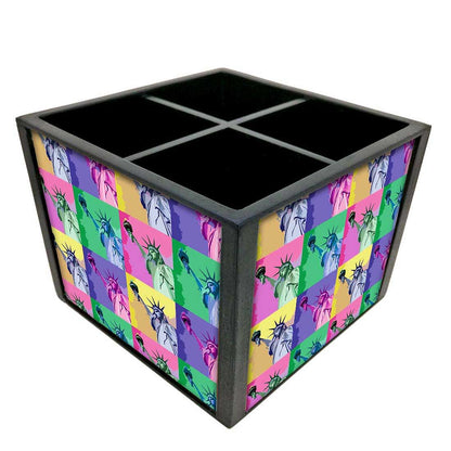 statue of liberty Cutlery Holder Stand Silverware Caddy Organizer for Spoons, Forks & Knives-Made of Pinewood Nutcase