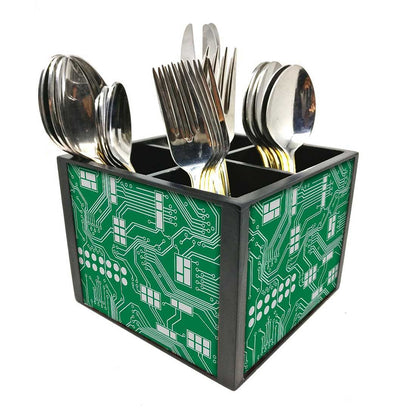 Cutlery Holder for Dining-table - Circuit Board Green Color Nutcase