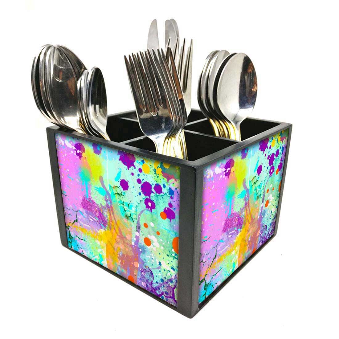 Cutlery Holder for Dining Table Spoon & Knives Organizer - Watercolor Nutcase