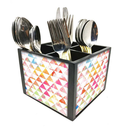 Shade Color Triangle Cutlery Holder Stand Silverware Caddy Organizer for Spoons, Forks & Knives-Made of Pinewood Nutcase