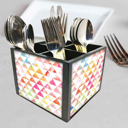 Shade Color Triangle Cutlery Holder Stand Silverware Caddy Organizer for Spoons, Forks & Knives-Made of Pinewood