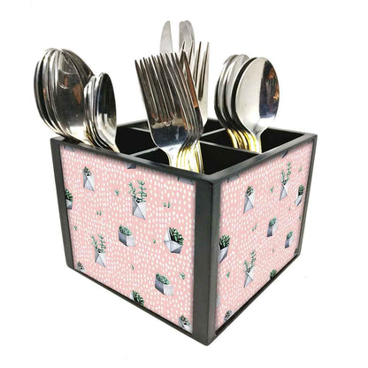 Designer Cutlery Holder Organizer for Spoons, Forks & Knives-Cactus Pink Nutcase