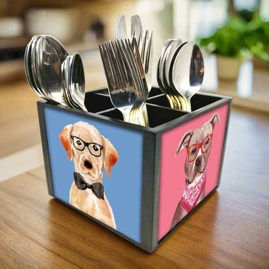 Silverware Cutlery Stand Holder -  Hipster Pitbull Nutcase