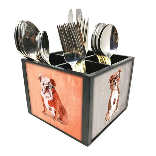 Silverware Cutlery Stand Holder for Spoons Forks & Knives -  Hipster Pug Nutcase
